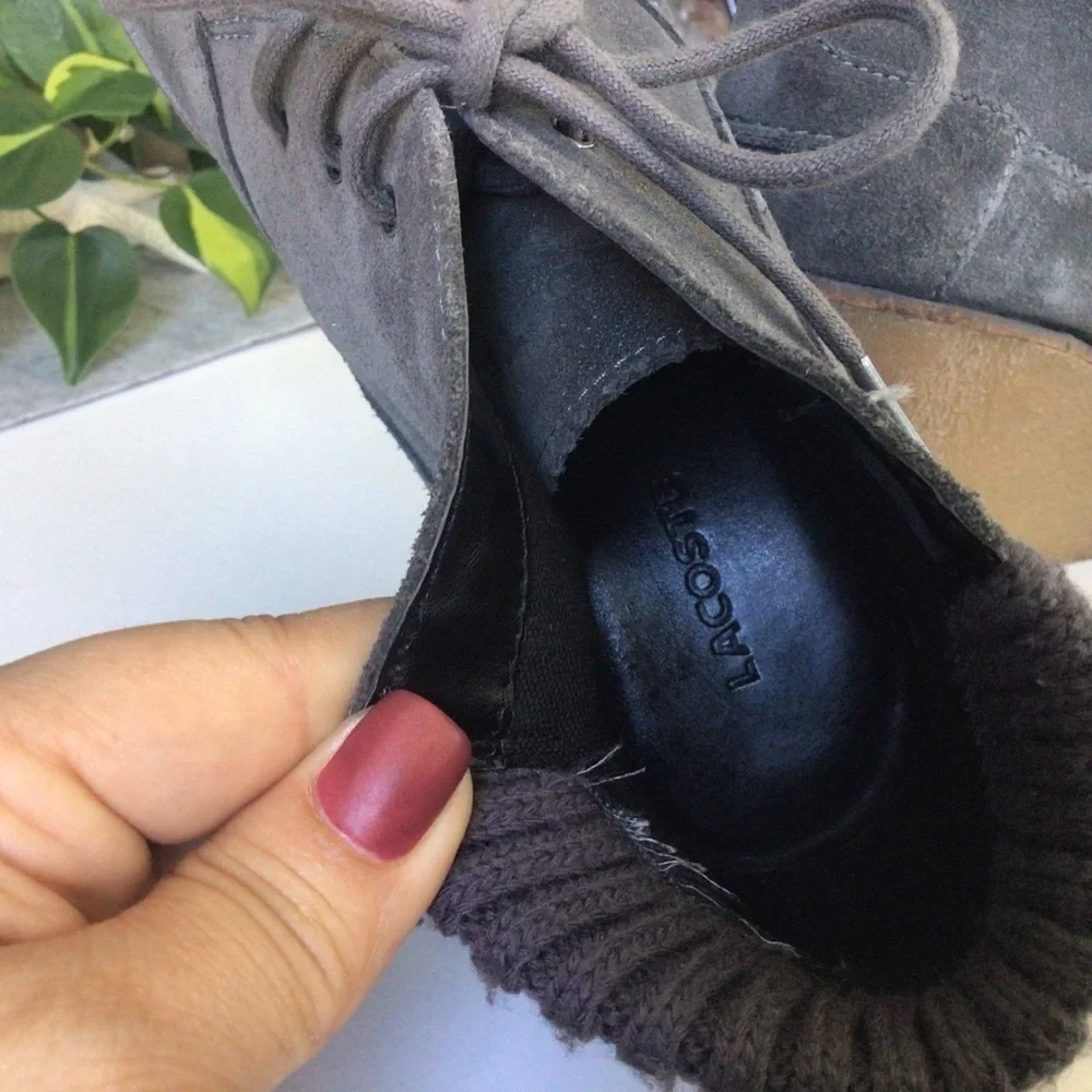 Lacoste Gray Suede Ankle Booties